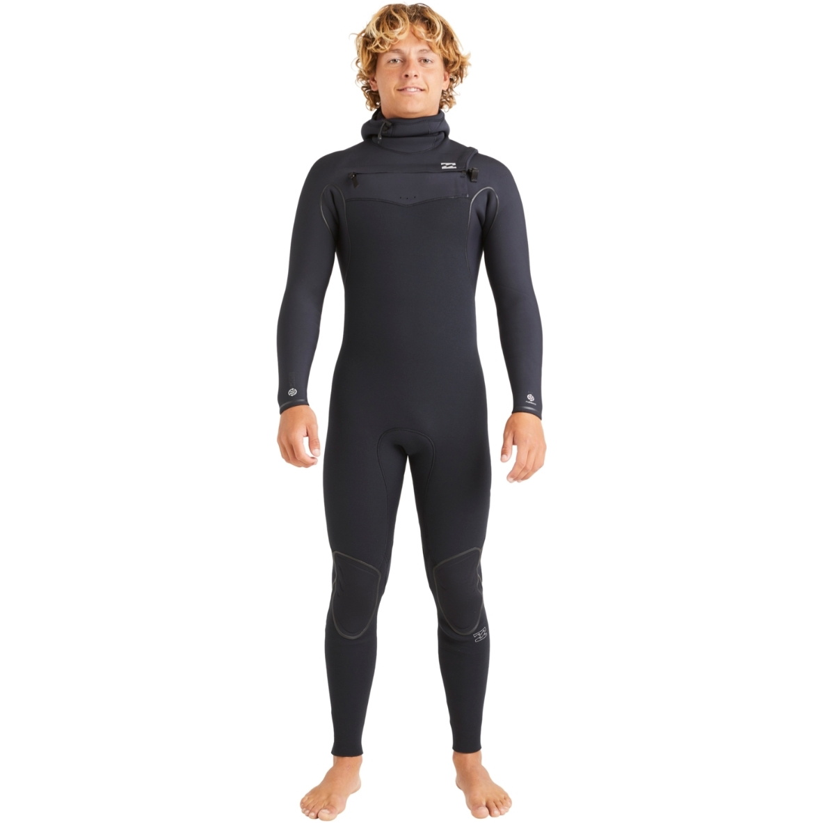 2025 Billabong Heren Furnace Natural 5/4mm Met Capuchon Borst Ritssluiting Wetsuit ABYW200122 - Black
